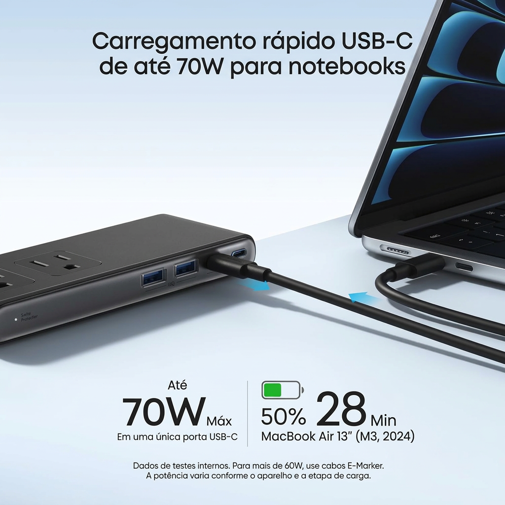 Régua carregando notebook